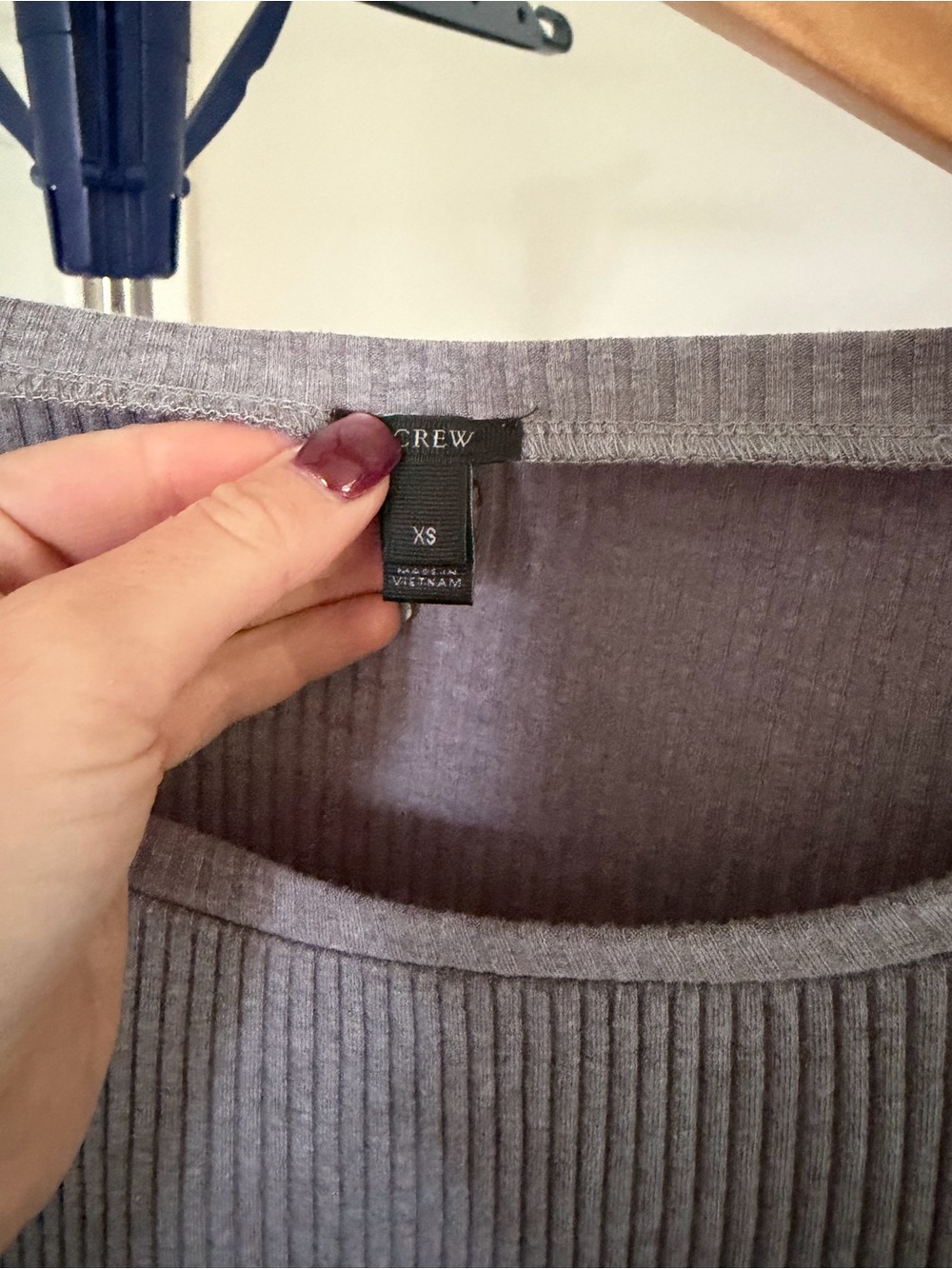 J. Crew Ribbed Scoop-Neck Long Sleeve Top - Gray - Picture 2 of 3